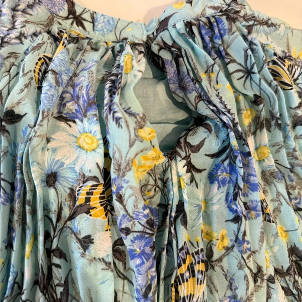 Baby GAP Floral Butterfly Print Accordion Pleat Dress 18-24m Blue Yellow Purple